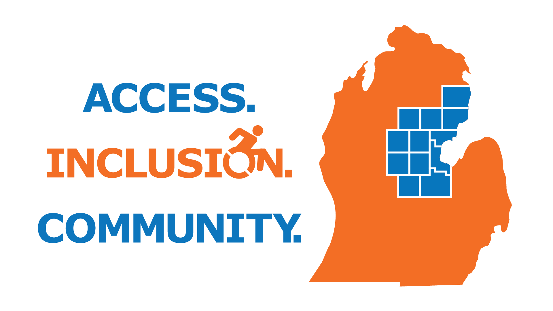 Access Inclusion Community logo and Image of the 12 counties we serve